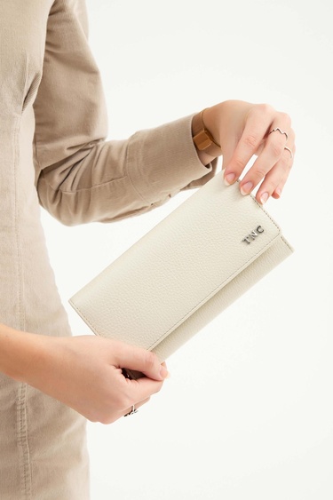  Tamer Tanca Kadın Hakiki Deri Bej Günlük Cuzdan