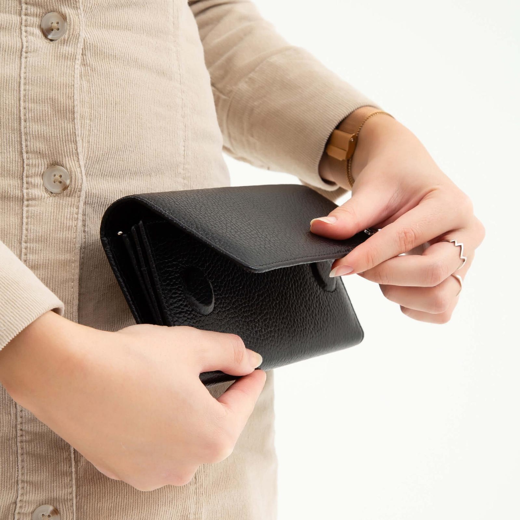 Tamer Tanca Kadın Hakiki Deri Siyah Floter Günlük Cuzdan