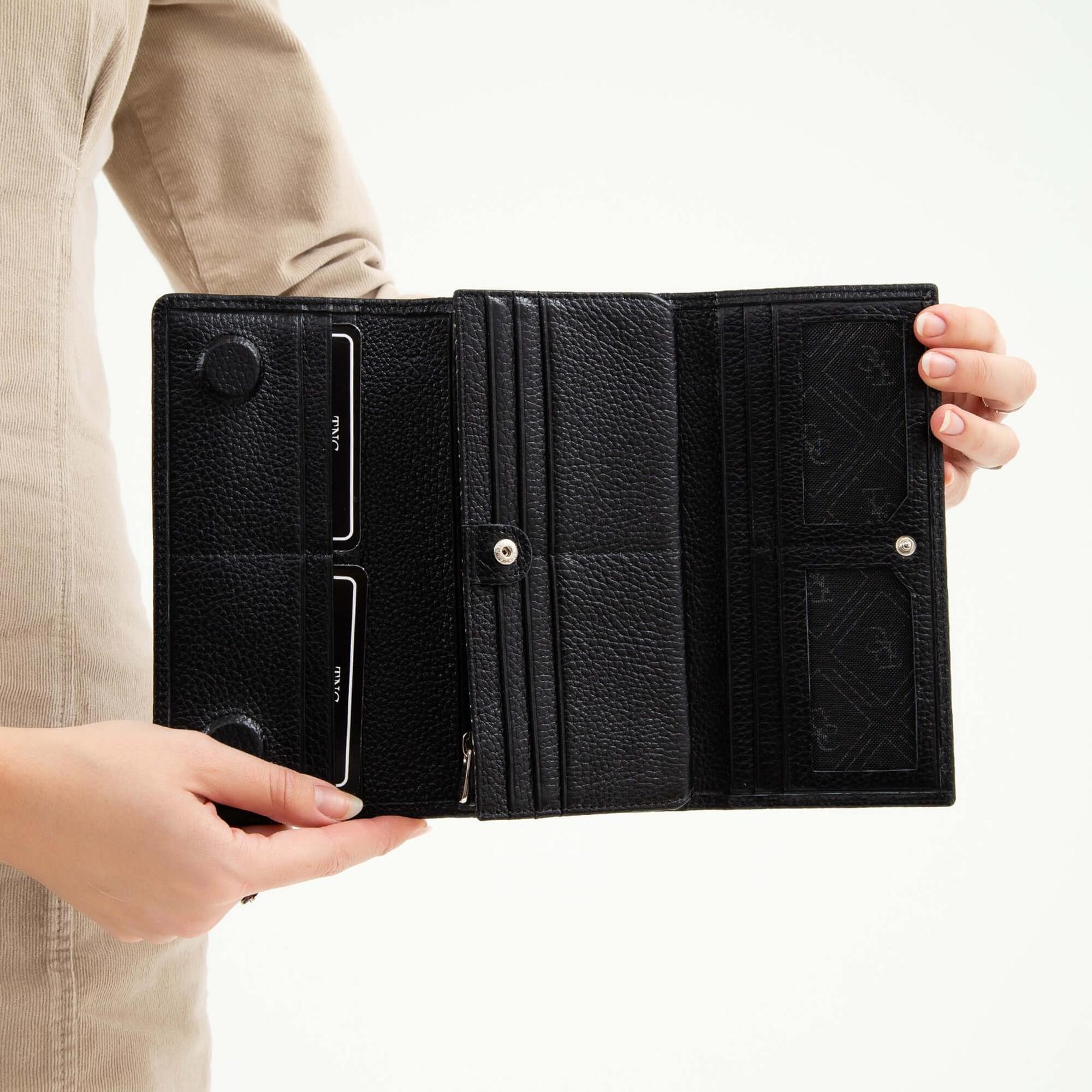 Tamer Tanca Kadın Hakiki Deri Siyah Floter Günlük Cuzdan