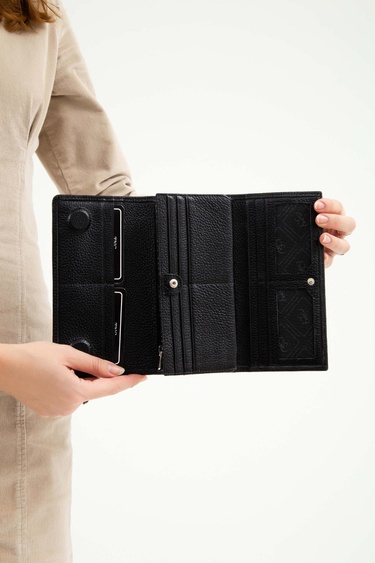  Tamer Tanca Kadın Hakiki Deri Siyah Floter Günlük Cuzdan