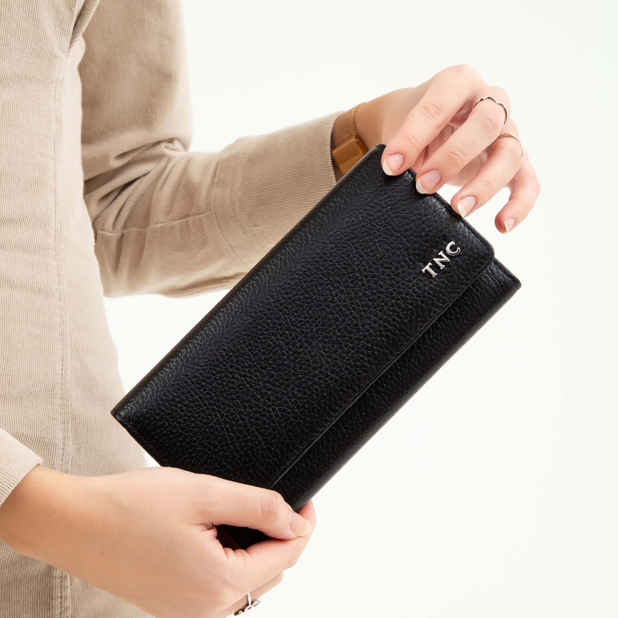 Tamer Tanca Kadın Hakiki Deri Siyah Floter Günlük Cuzdan