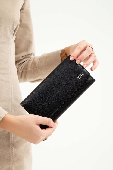  Tamer Tanca Kadın Hakiki Deri Siyah Floter Günlük Cuzdan