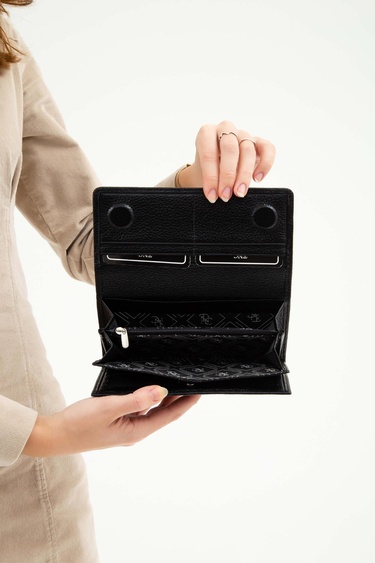  Tamer Tanca Kadın Hakiki Deri Siyah Floter Günlük Cuzdan