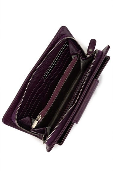  Tamer Tanca Kadın Hakiki Deri Mor Günlük Cuzdan