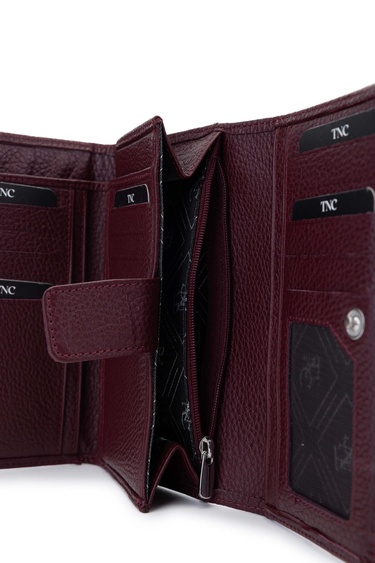  Tamer Tanca Kadın Hakiki Deri Bordo Cüzdan Cuzdan
