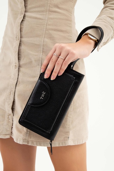  Tamer Tanca Kadın Hakiki Deri Siyah Günlük Cuzdan