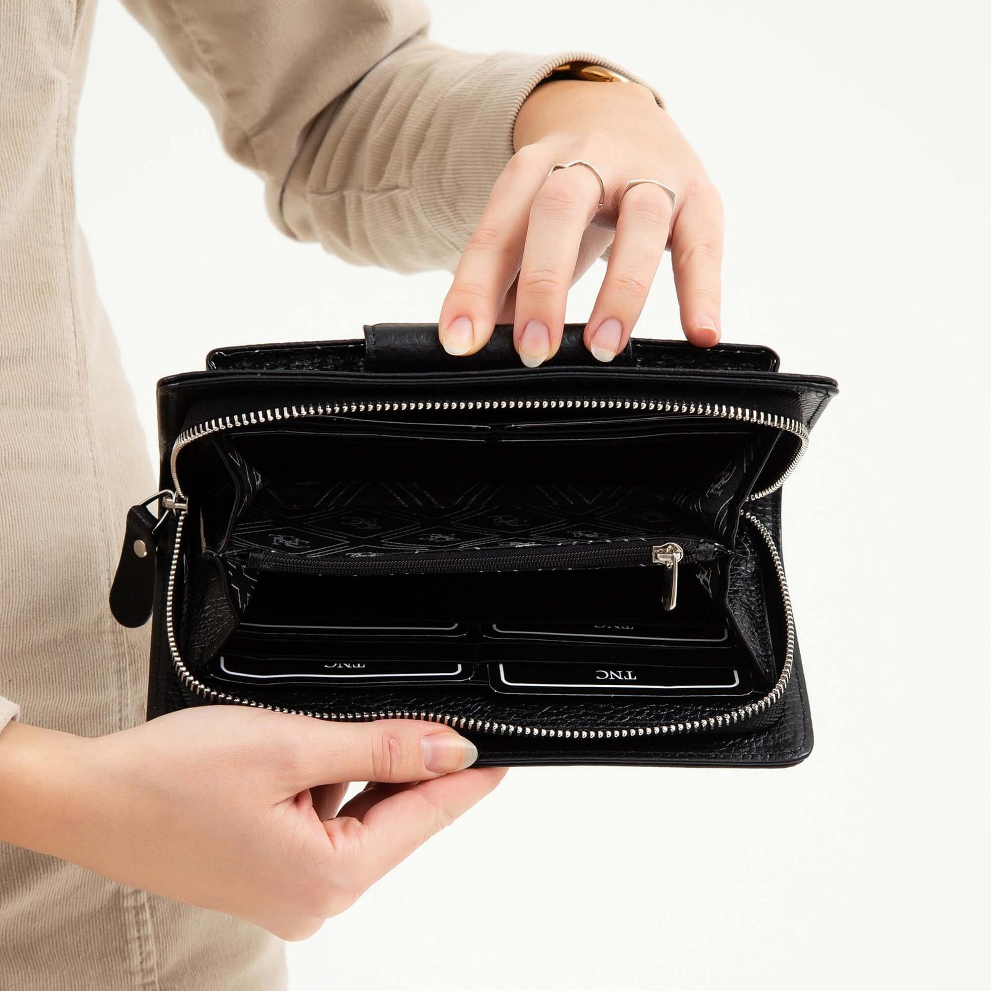 Tamer Tanca Kadın Hakiki Deri Siyah Günlük Cuzdan