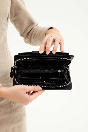  Tamer Tanca Kadın Hakiki Deri Siyah Günlük Cuzdan