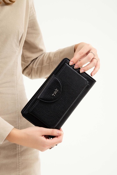  Tamer Tanca Kadın Hakiki Deri Siyah Günlük Cuzdan