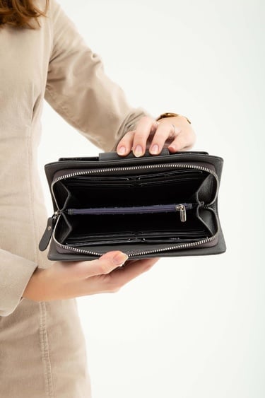  Tamer Tanca Kadın Hakiki Deri Gri Günlük Cuzdan