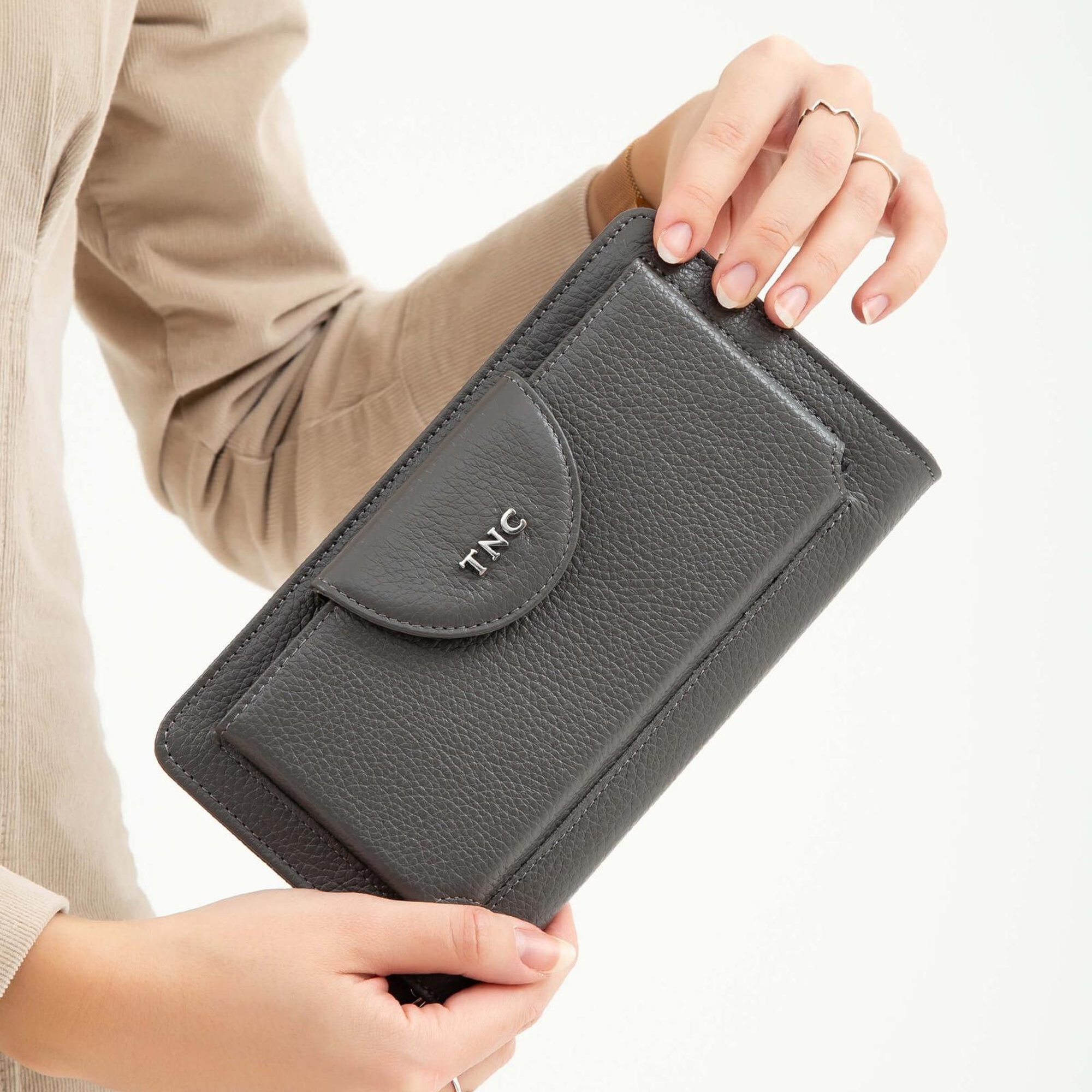 Tamer Tanca Kadın Hakiki Deri Gri Günlük Cuzdan