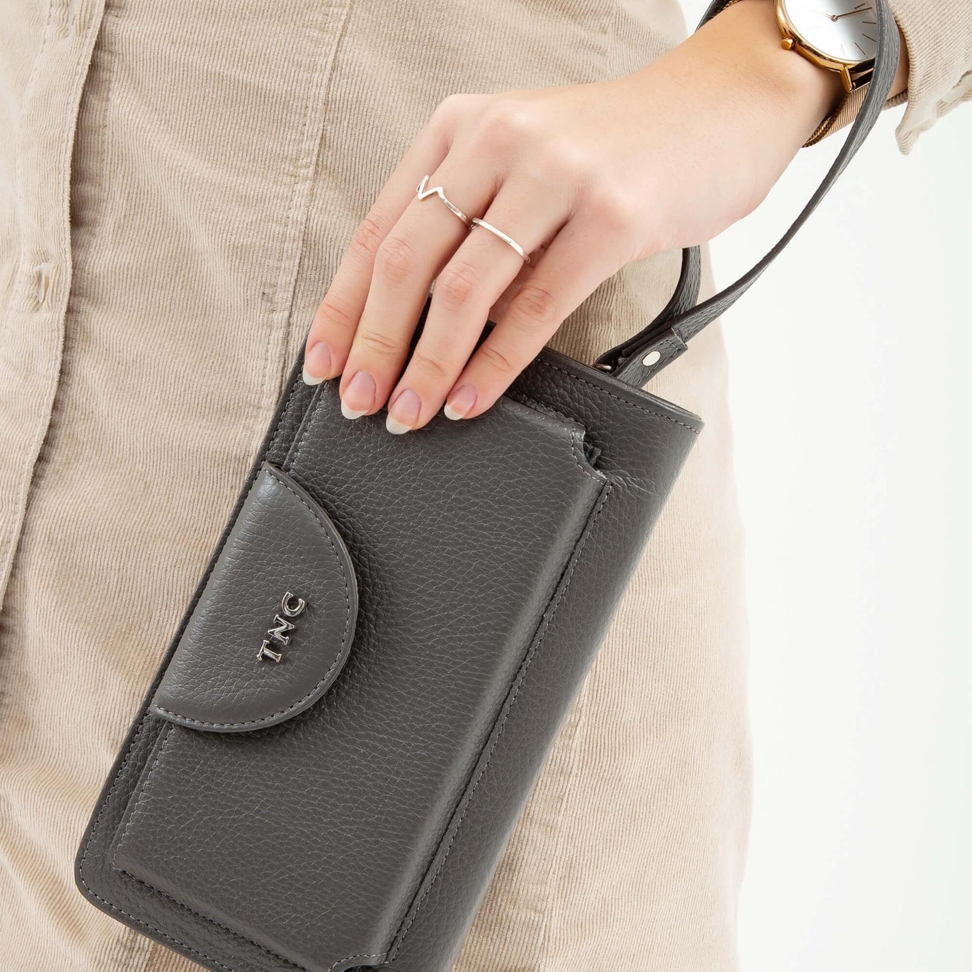 Tamer Tanca Kadın Hakiki Deri Gri Günlük Cuzdan