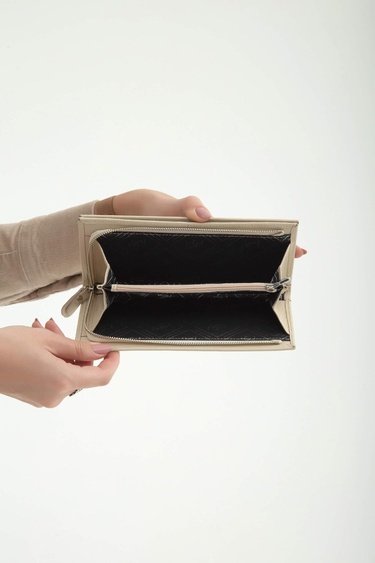  Tamer Tanca Kadın Hakiki Deri Bej Günlük Cuzdan