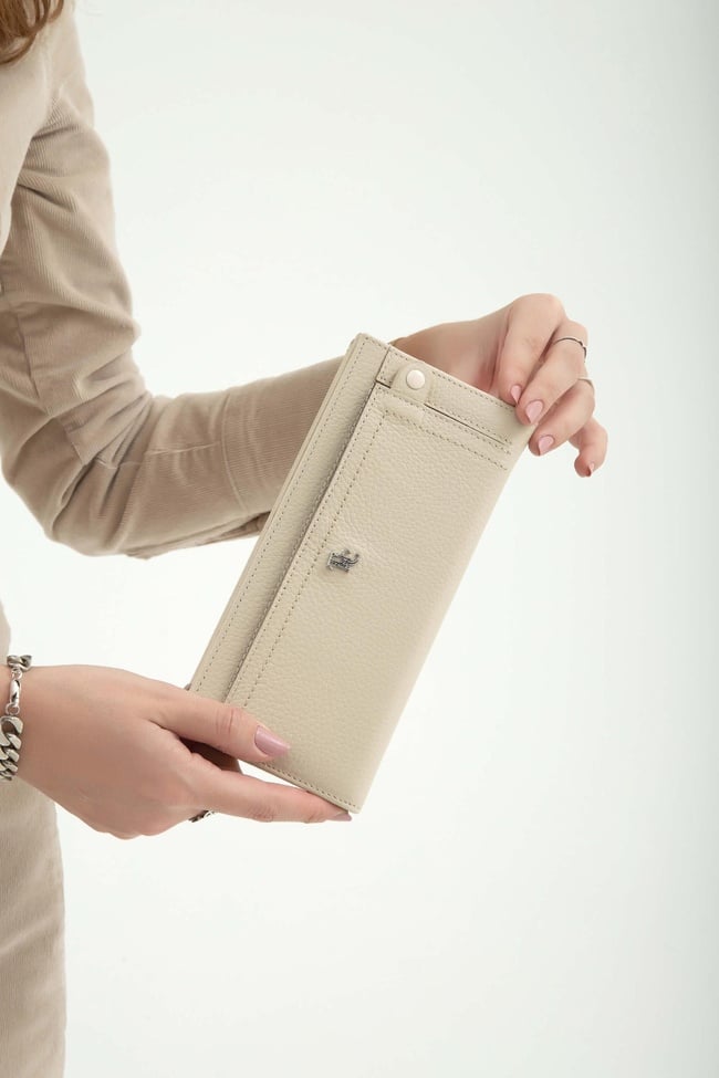  Tamer Tanca Kadın Hakiki Deri Bej Günlük Cuzdan