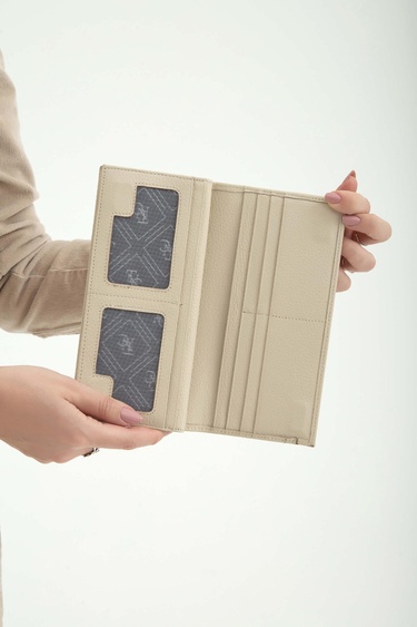  Tamer Tanca Kadın Hakiki Deri Bej Günlük Cuzdan