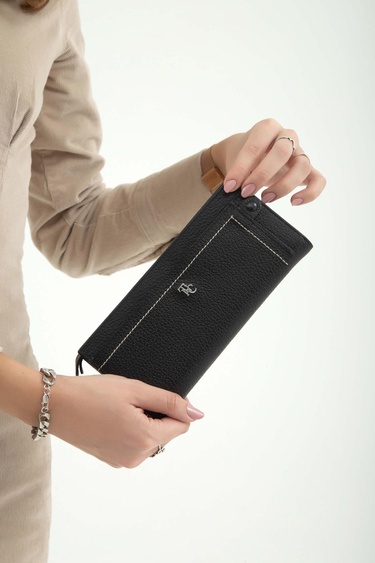  Tamer Tanca Kadın Hakiki Deri Siyah Günlük Cuzdan