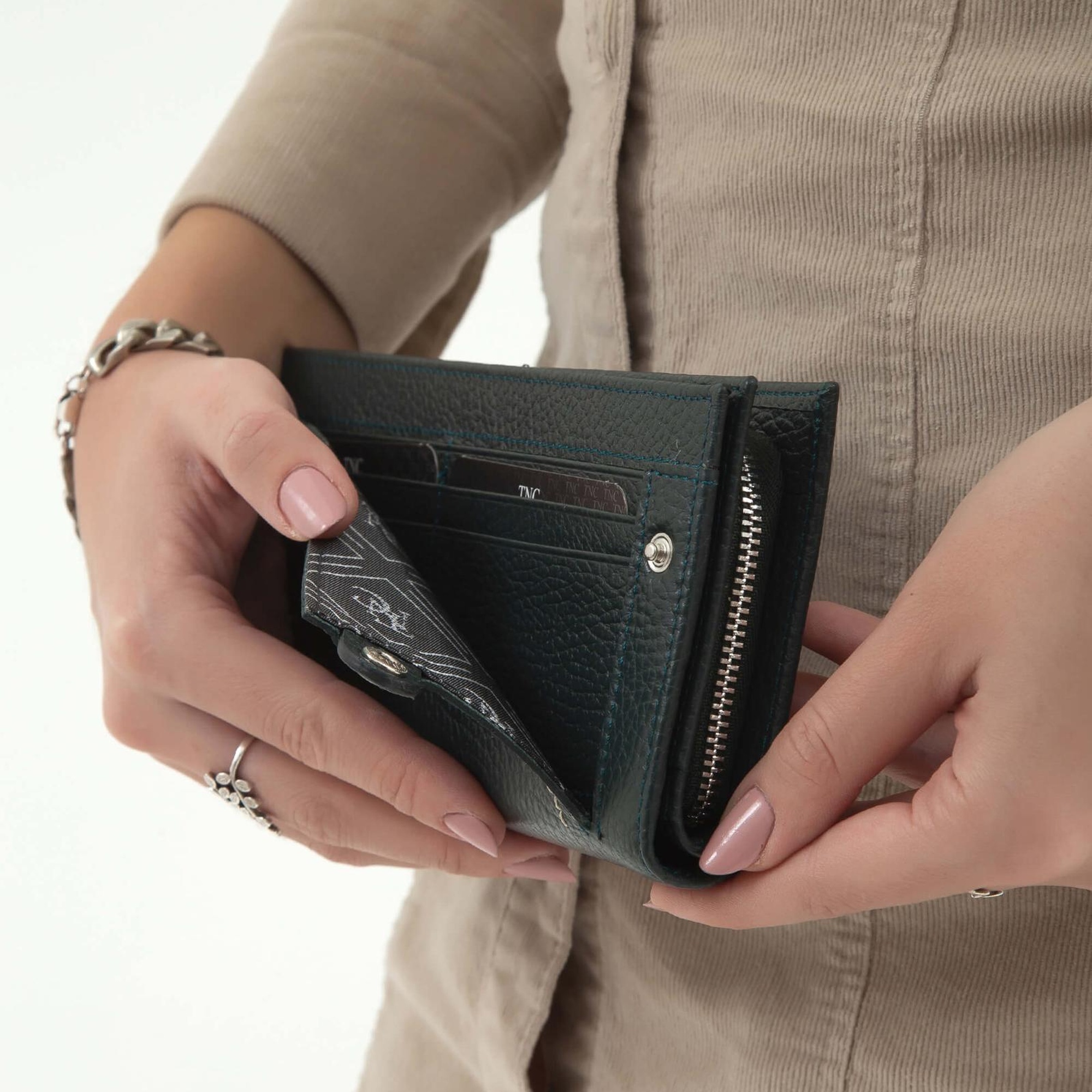 Tamer Tanca Kadın Hakiki Deri Petrol Günlük Cuzdan