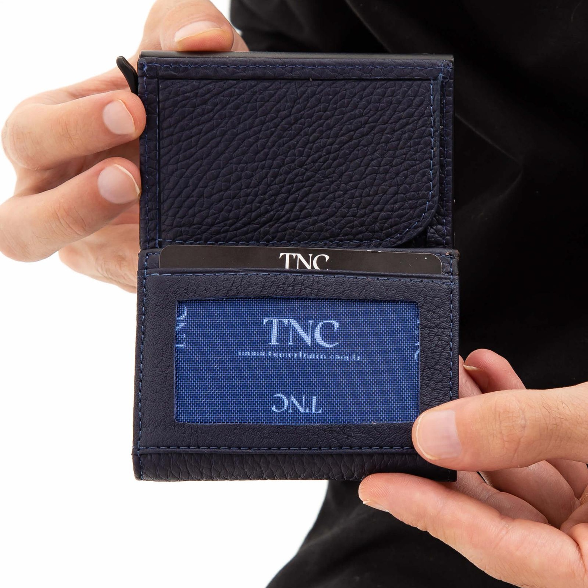 Tamer Tanca Erkek Hakiki Deri Lacivert Kartlık