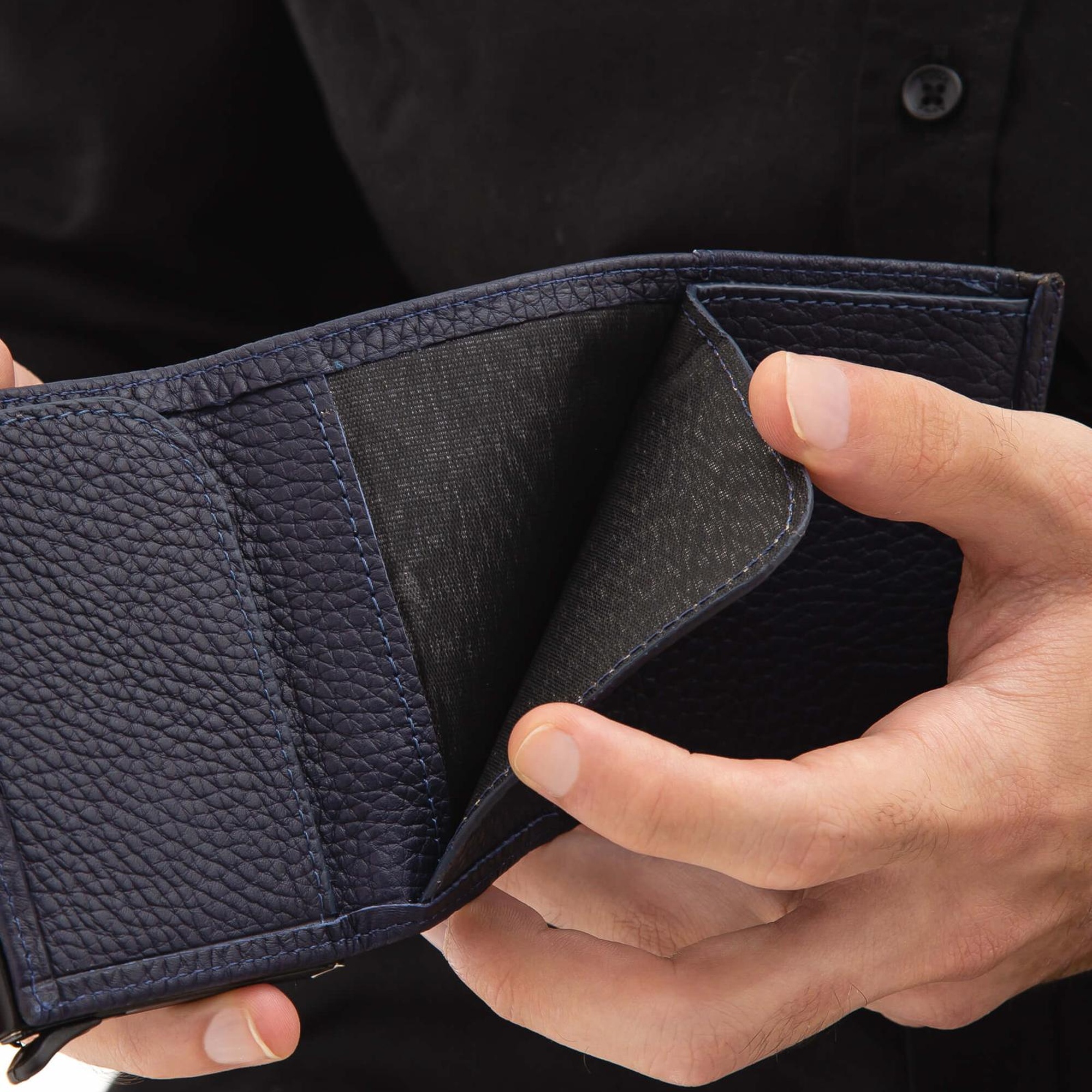 Tamer Tanca Erkek Hakiki Deri Lacivert Kartlık