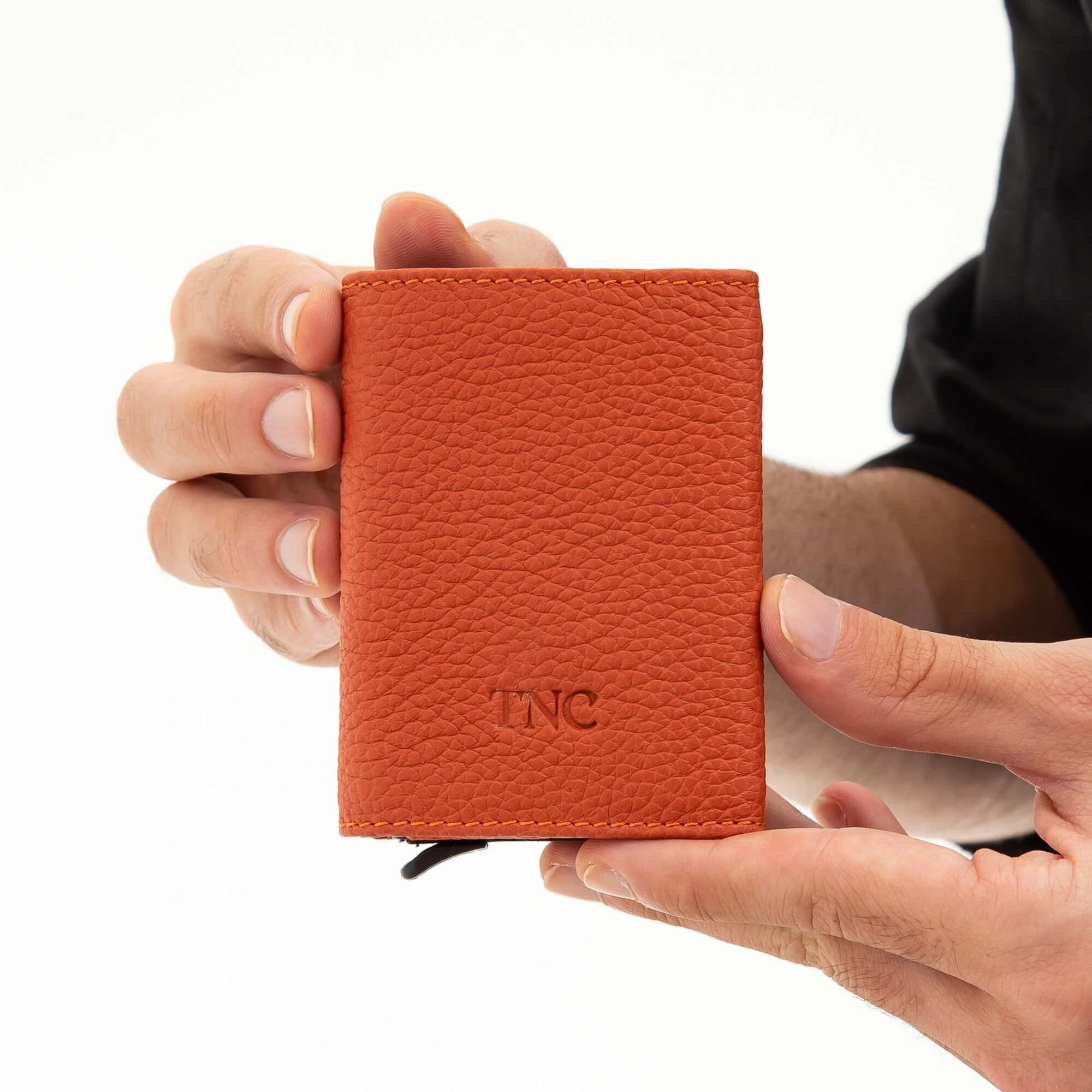 Tamer Tanca Erkek Hakiki Deri Turuncu Kartlık