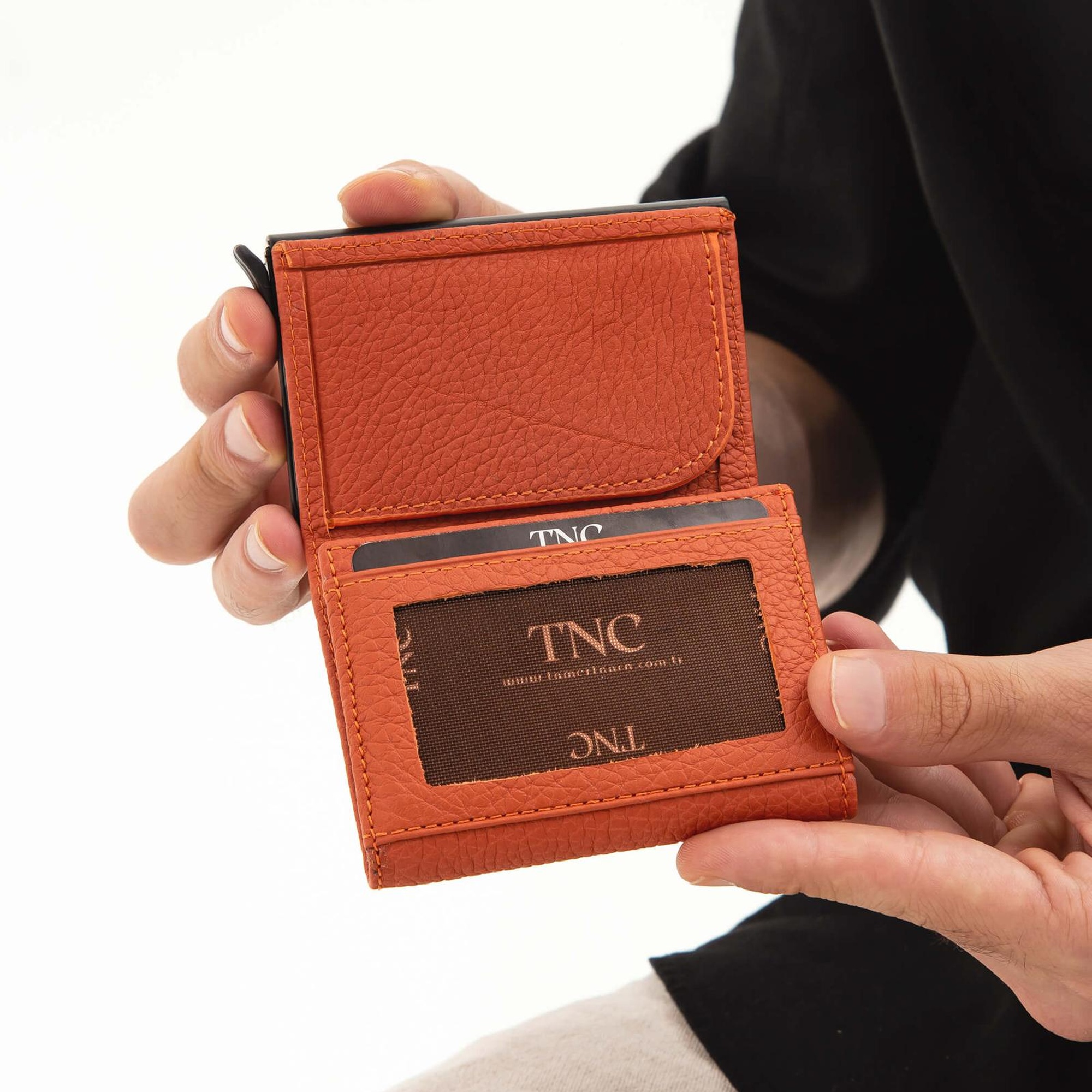 Tamer Tanca Erkek Hakiki Deri Turuncu Kartlık