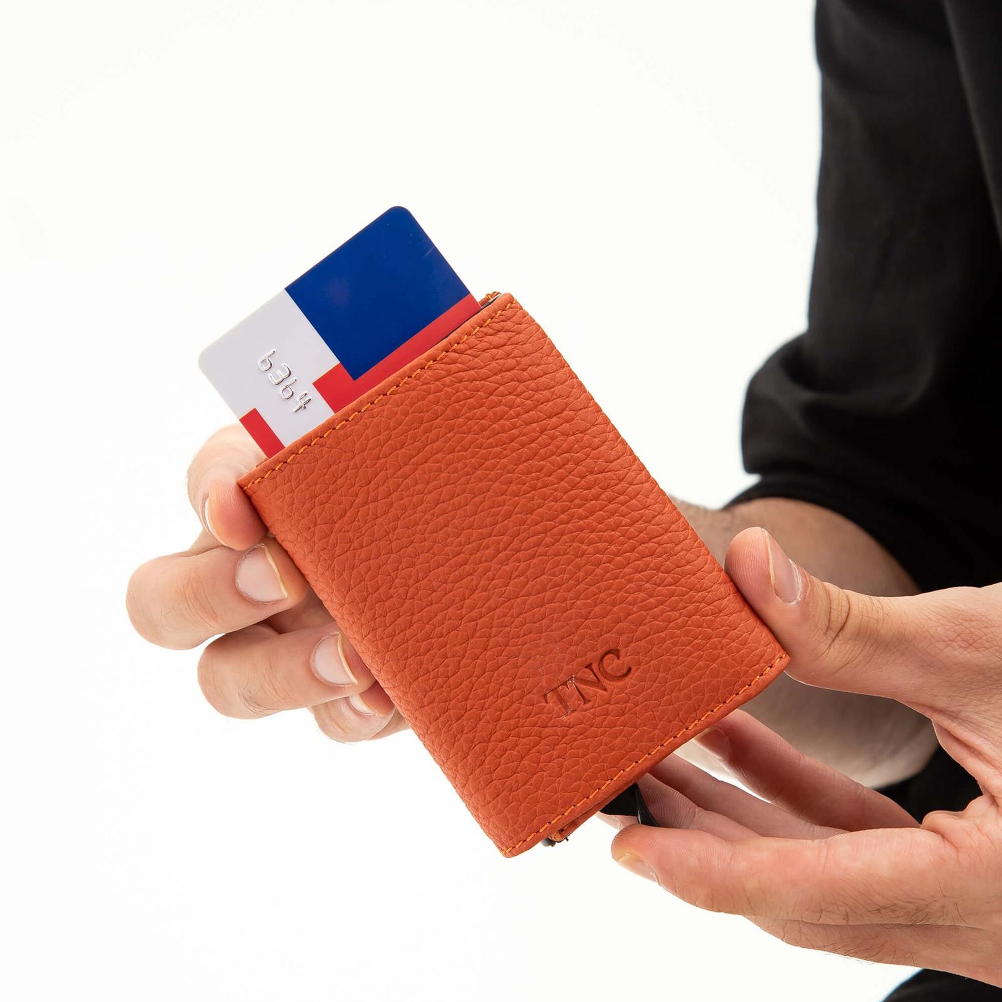 Tamer Tanca Erkek Hakiki Deri Turuncu Kartlık