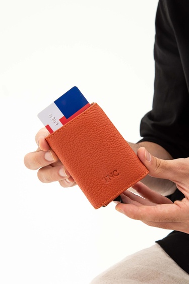  Tamer Tanca Erkek Hakiki Deri Turuncu Kartlık