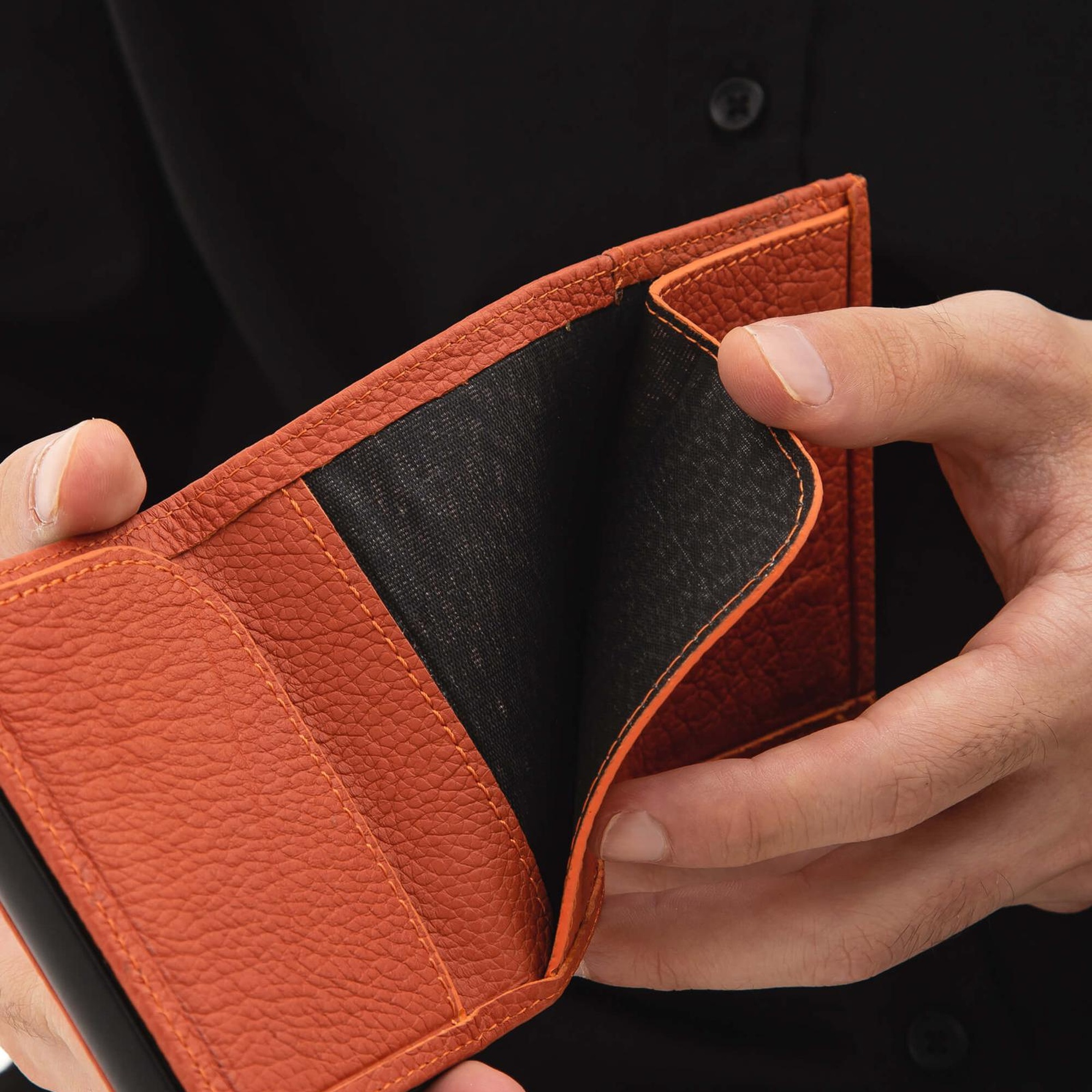 Tamer Tanca Erkek Hakiki Deri Turuncu Kartlık