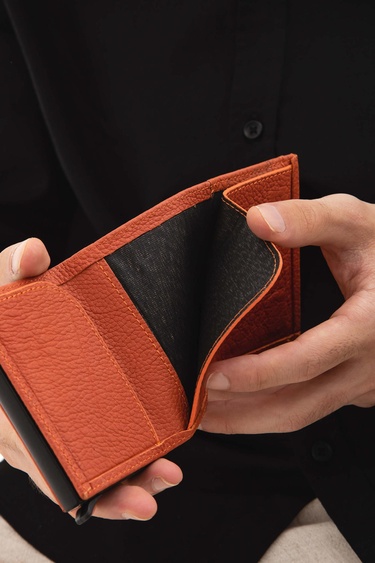  Tamer Tanca Erkek Hakiki Deri Turuncu Kartlık