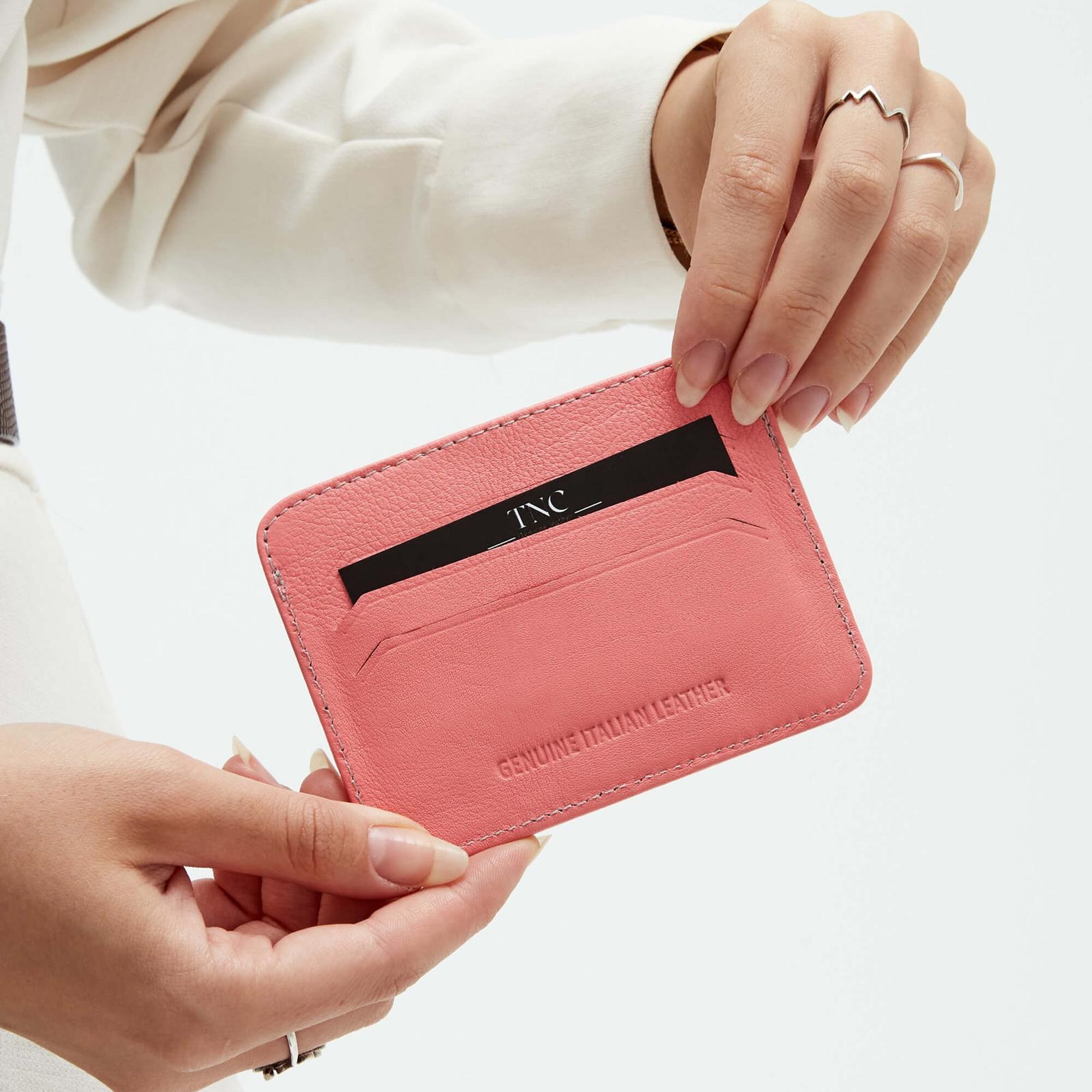 Tamer Tanca Unisex Hakiki Deri Açık Pembe Kartlık