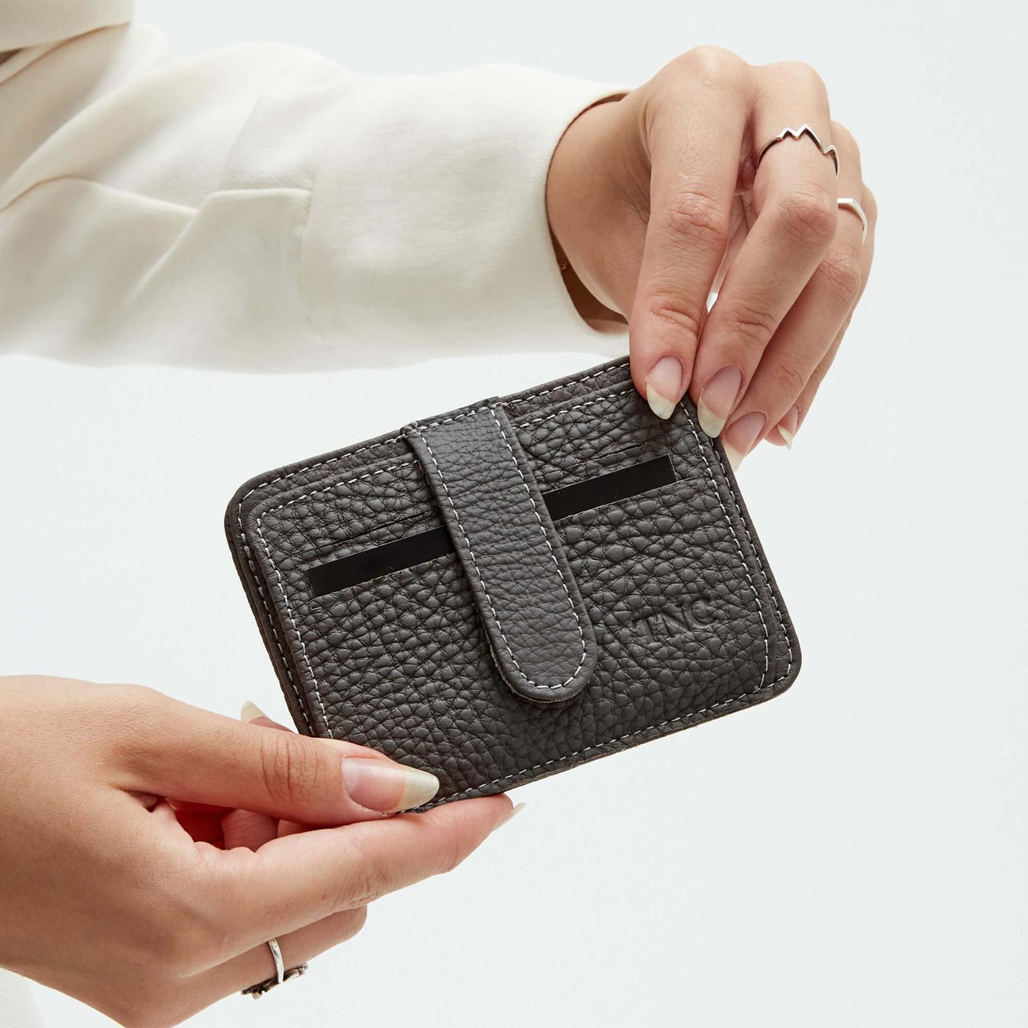 Tamer Tanca Unisex Hakiki Deri Gri Kartlık