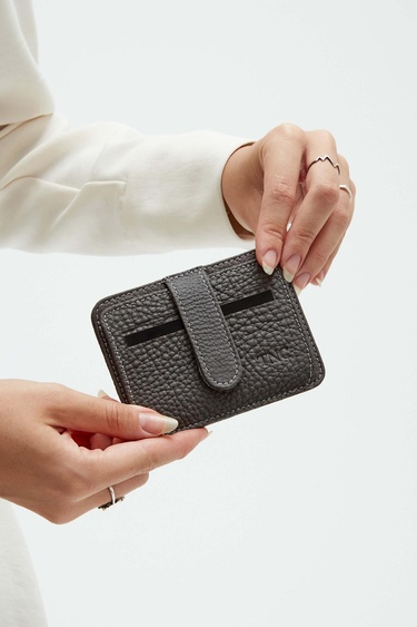  Tamer Tanca Unisex Hakiki Deri Gri Kartlık