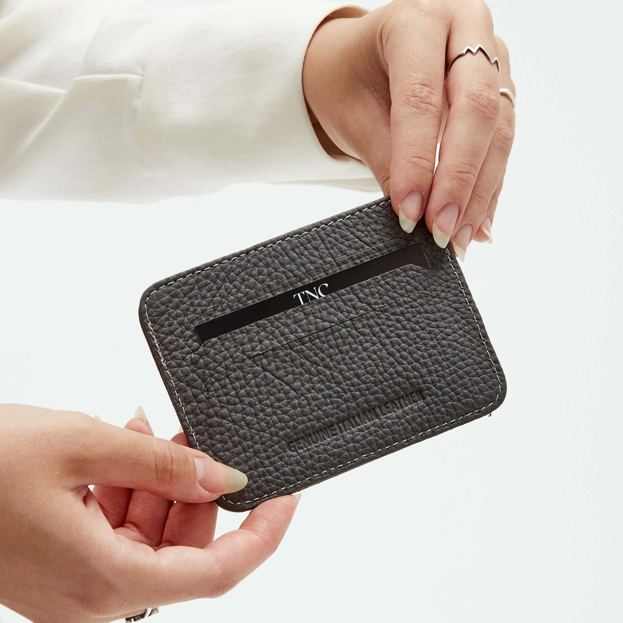 Tamer Tanca Unisex Hakiki Deri Gri Kartlık