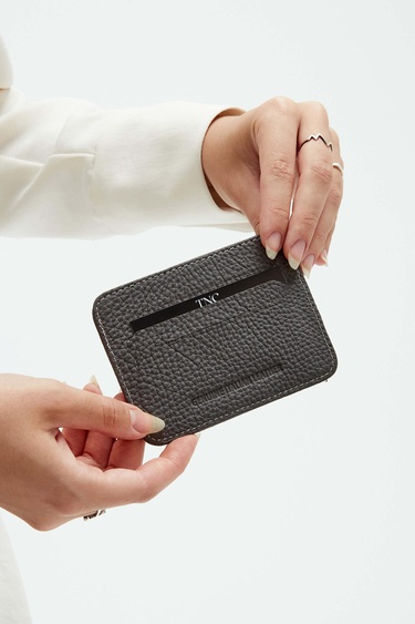  Tamer Tanca Unisex Hakiki Deri Gri Kartlık