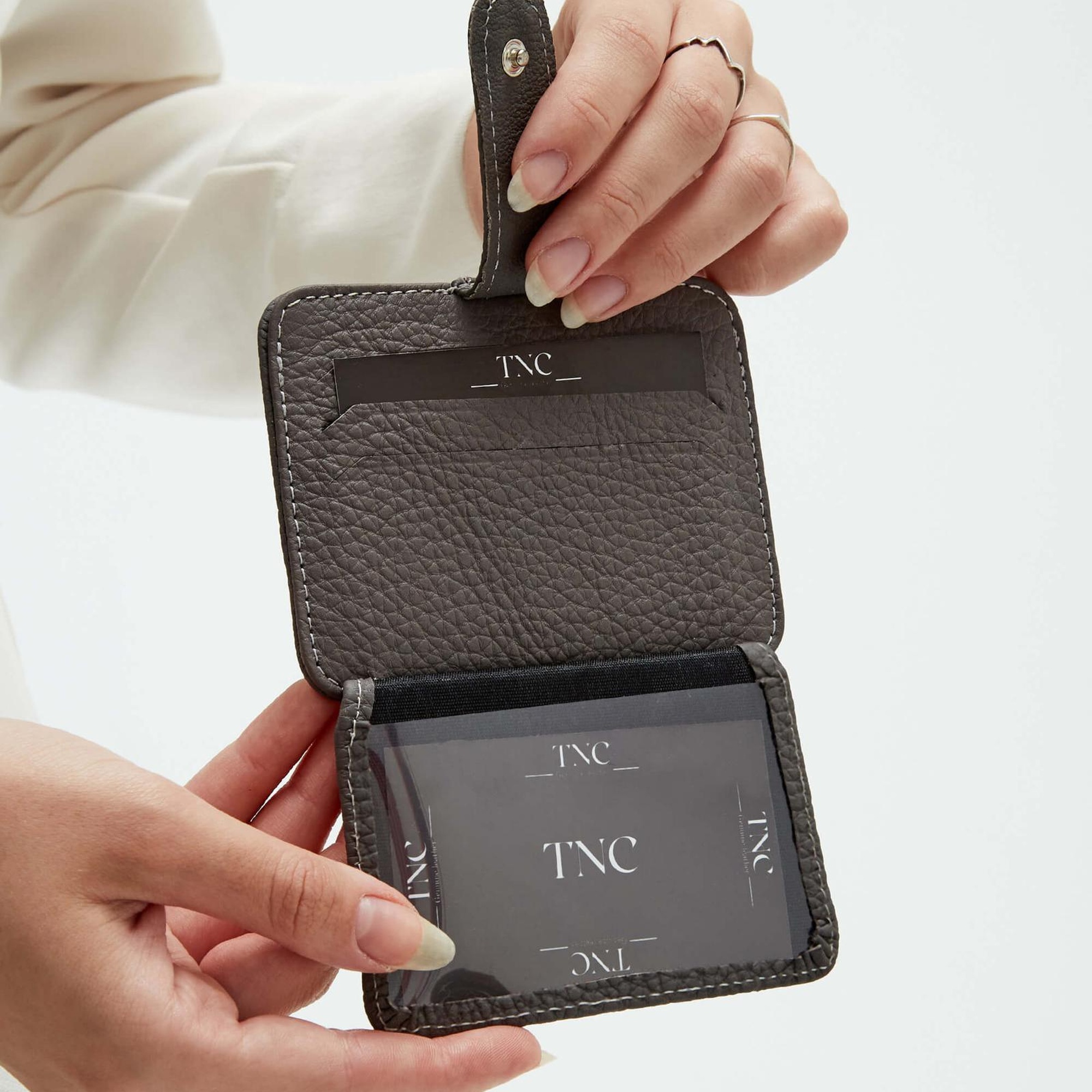 Tamer Tanca Unisex Hakiki Deri Gri Kartlık