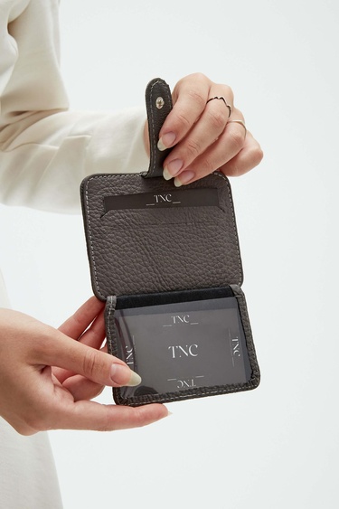  Tamer Tanca Unisex Hakiki Deri Gri Kartlık