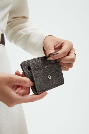  Tamer Tanca Unisex Hakiki Deri Gri Kartlık