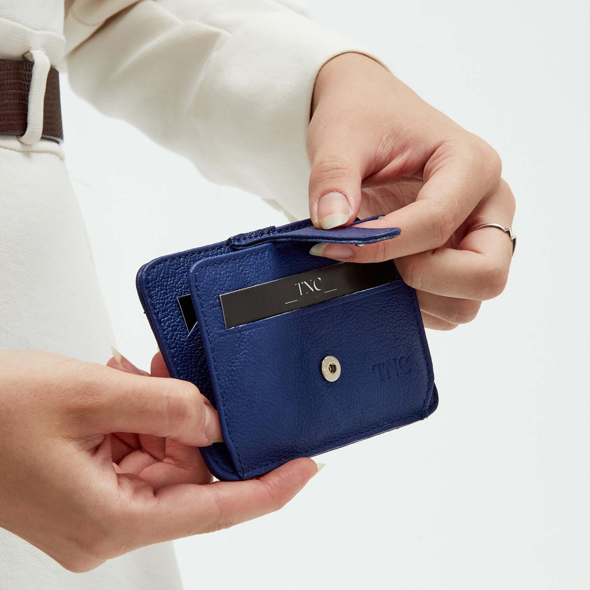 Tamer Tanca Unisex Hakiki Deri Lacivert Kartlık