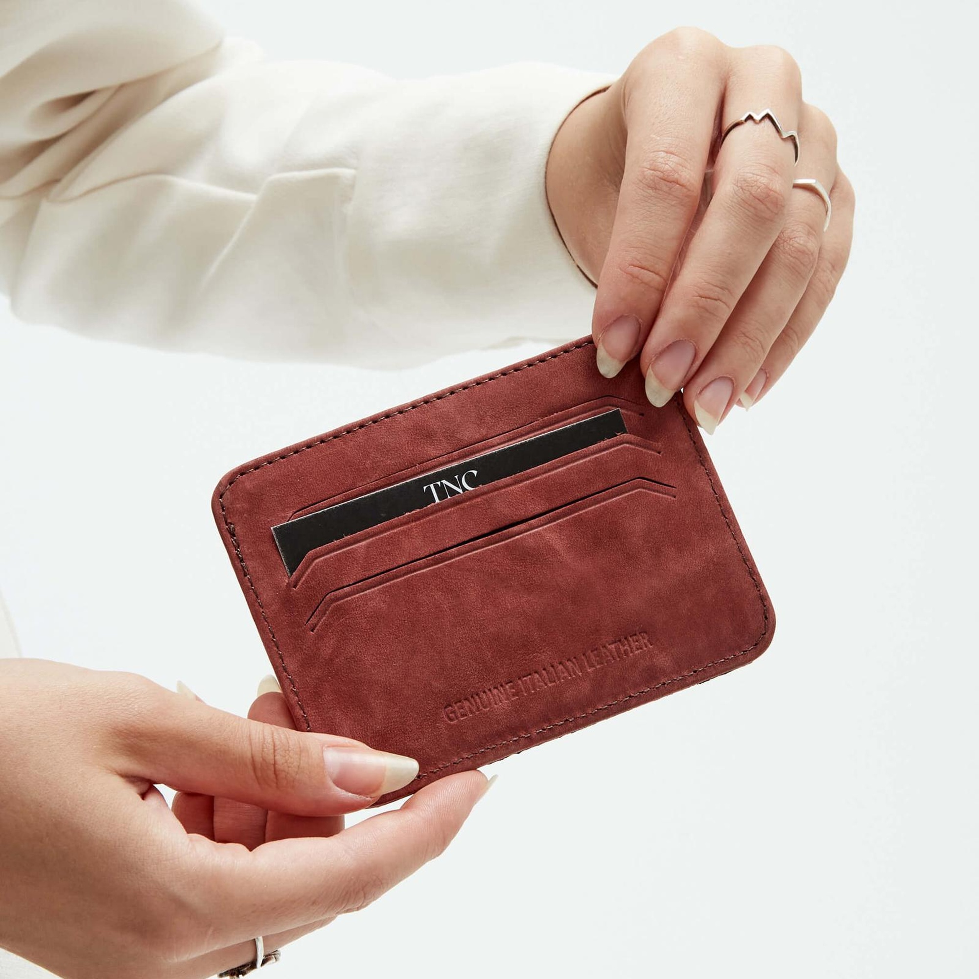 Tamer Tanca Unisex Hakiki Deri Bordo Kartlık