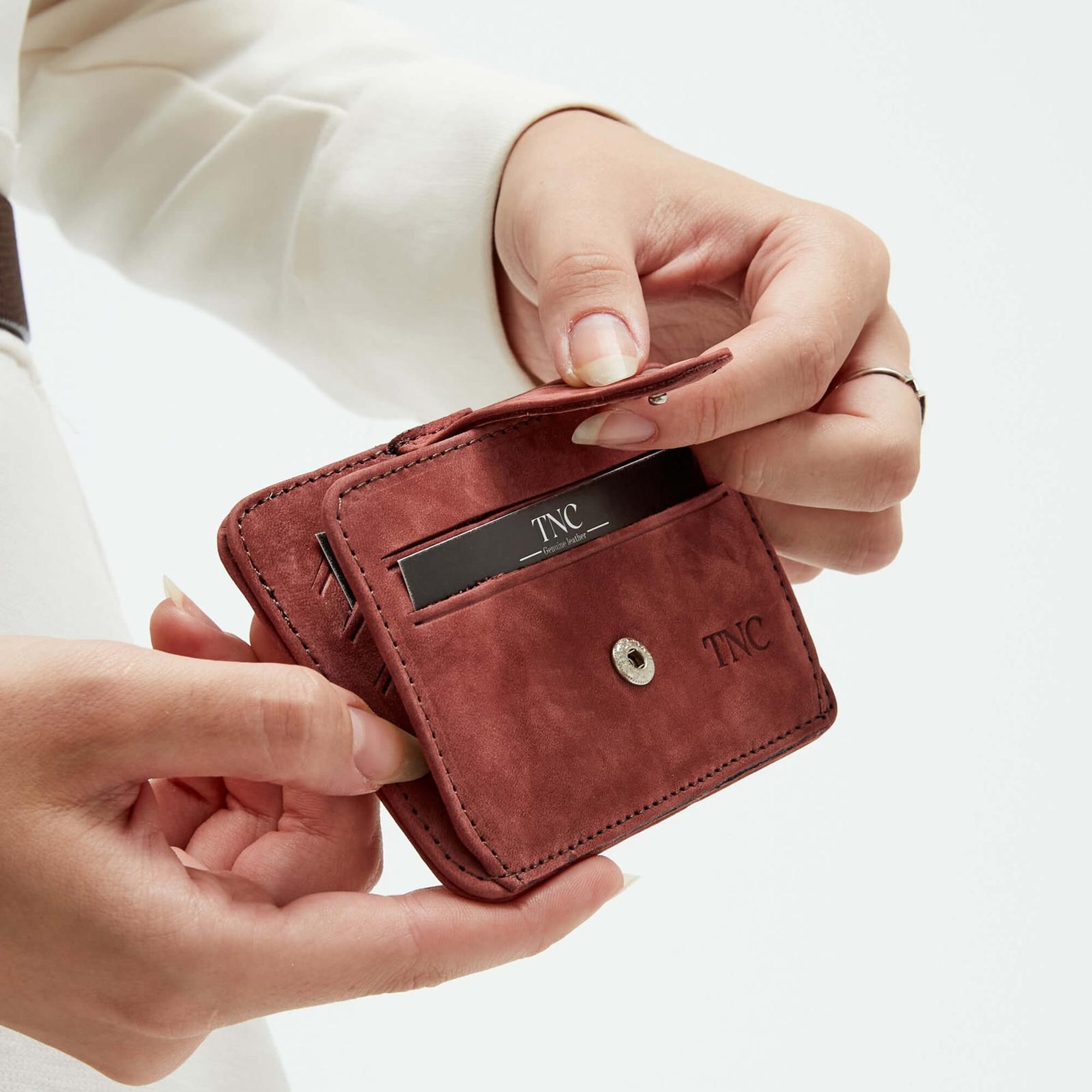 Tamer Tanca Unisex Hakiki Deri Bordo Kartlık