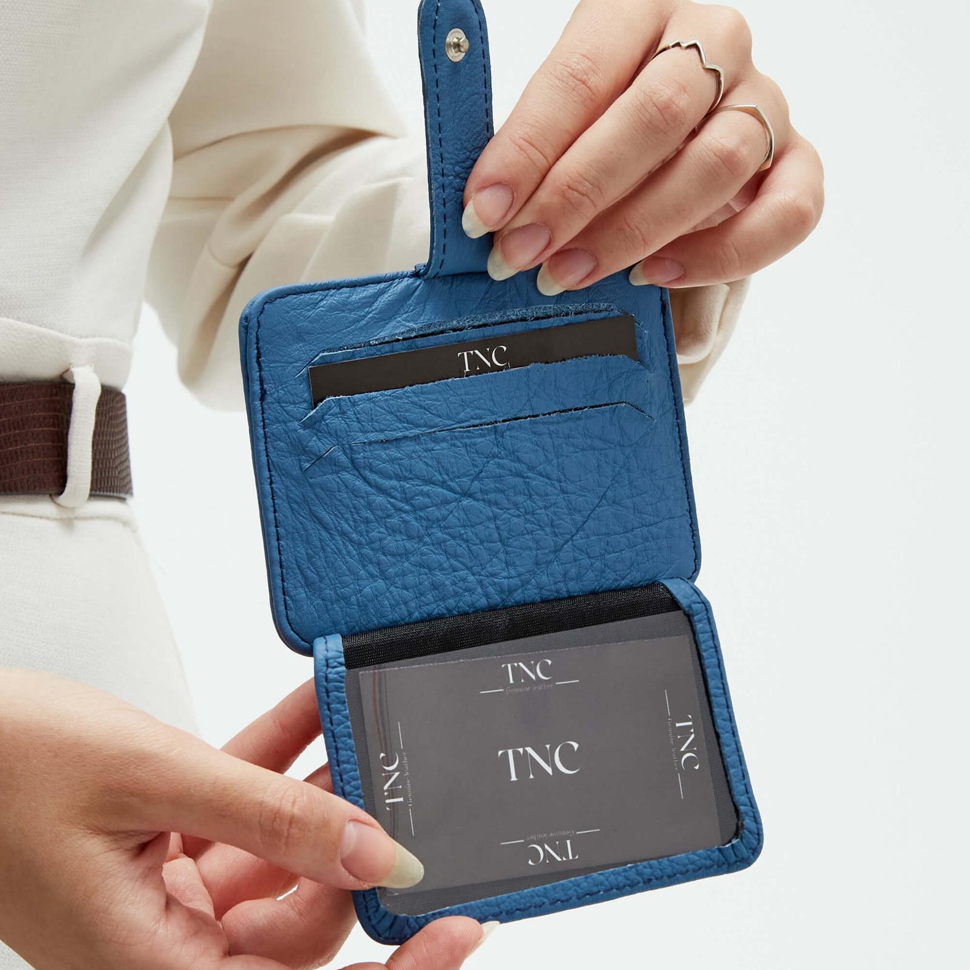 Tamer Tanca Unisex Hakiki Deri Mavi Togo Kartlık