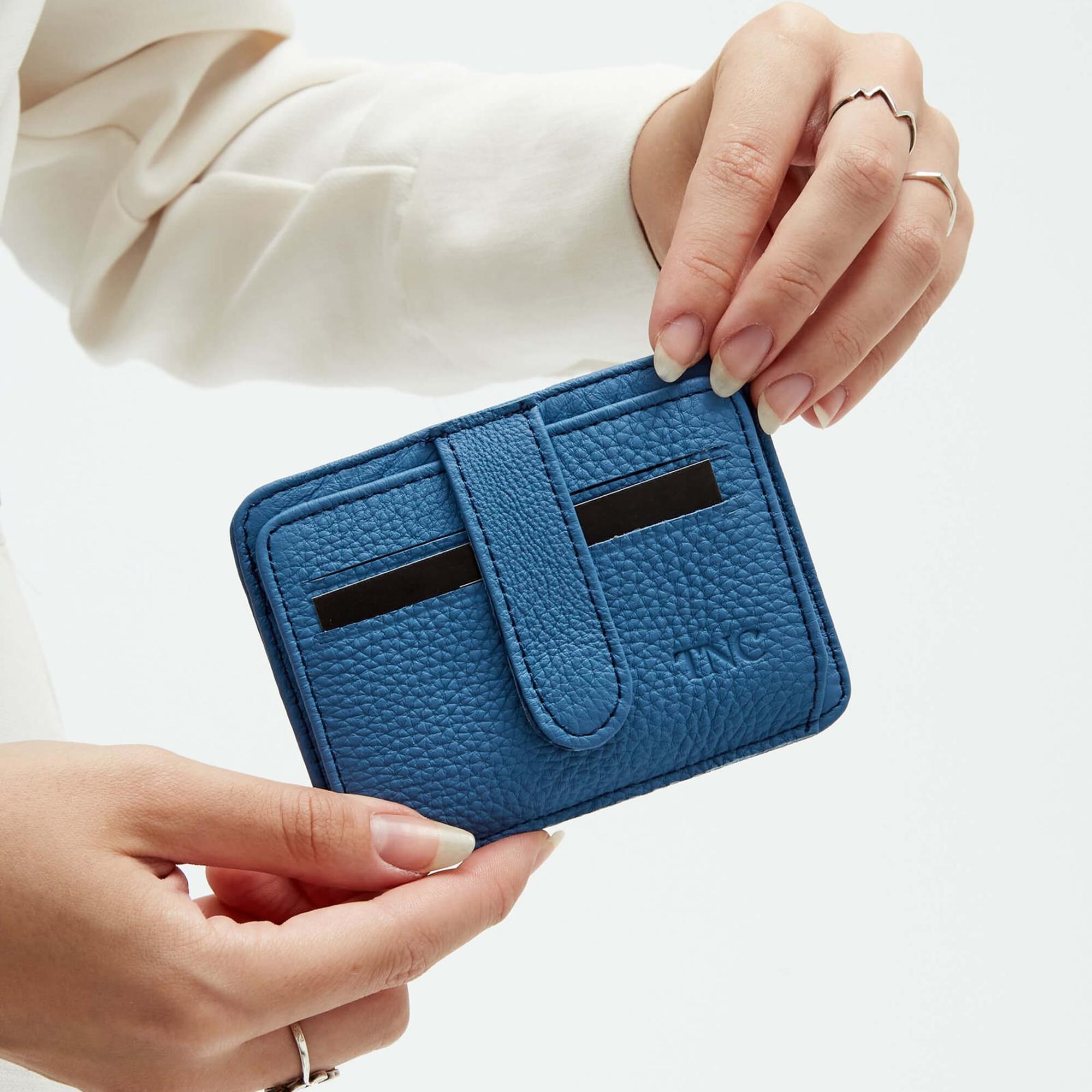 Tamer Tanca Unisex Hakiki Deri Mavi Togo Kartlık