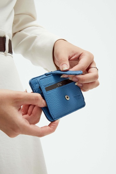  Tamer Tanca Unisex Hakiki Deri Mavi Togo Kartlık