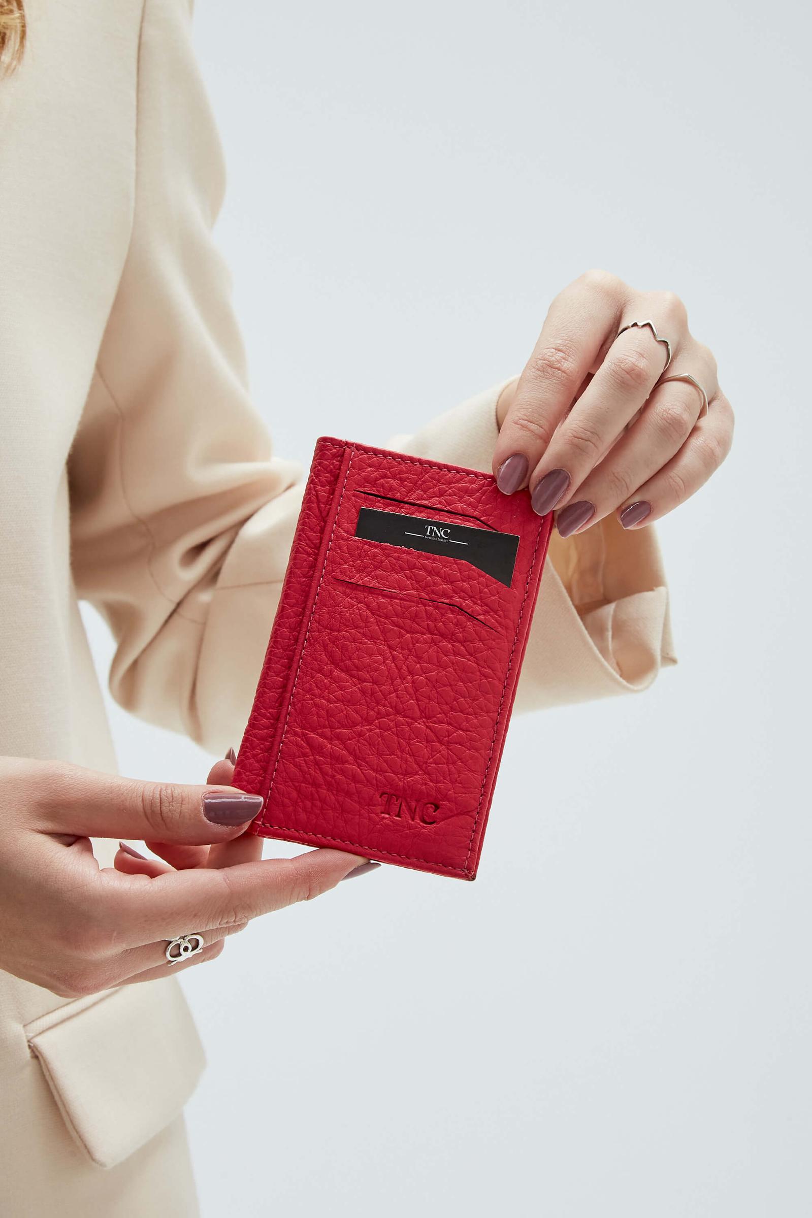  Tamer Tanca Erkek Hakiki Deri Fuşya Kartlık