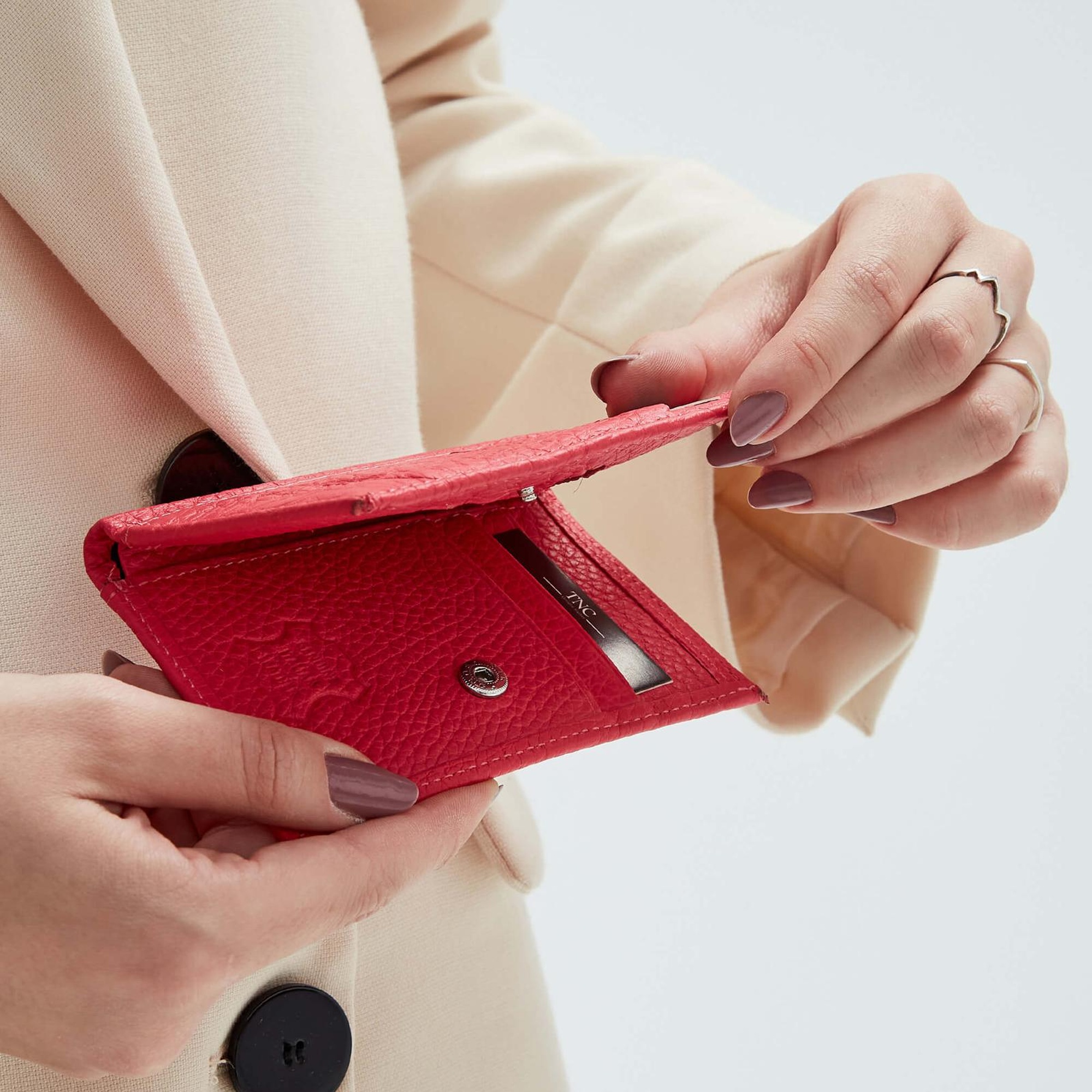 Tamer Tanca Erkek Hakiki Deri Fuşya Kartlık