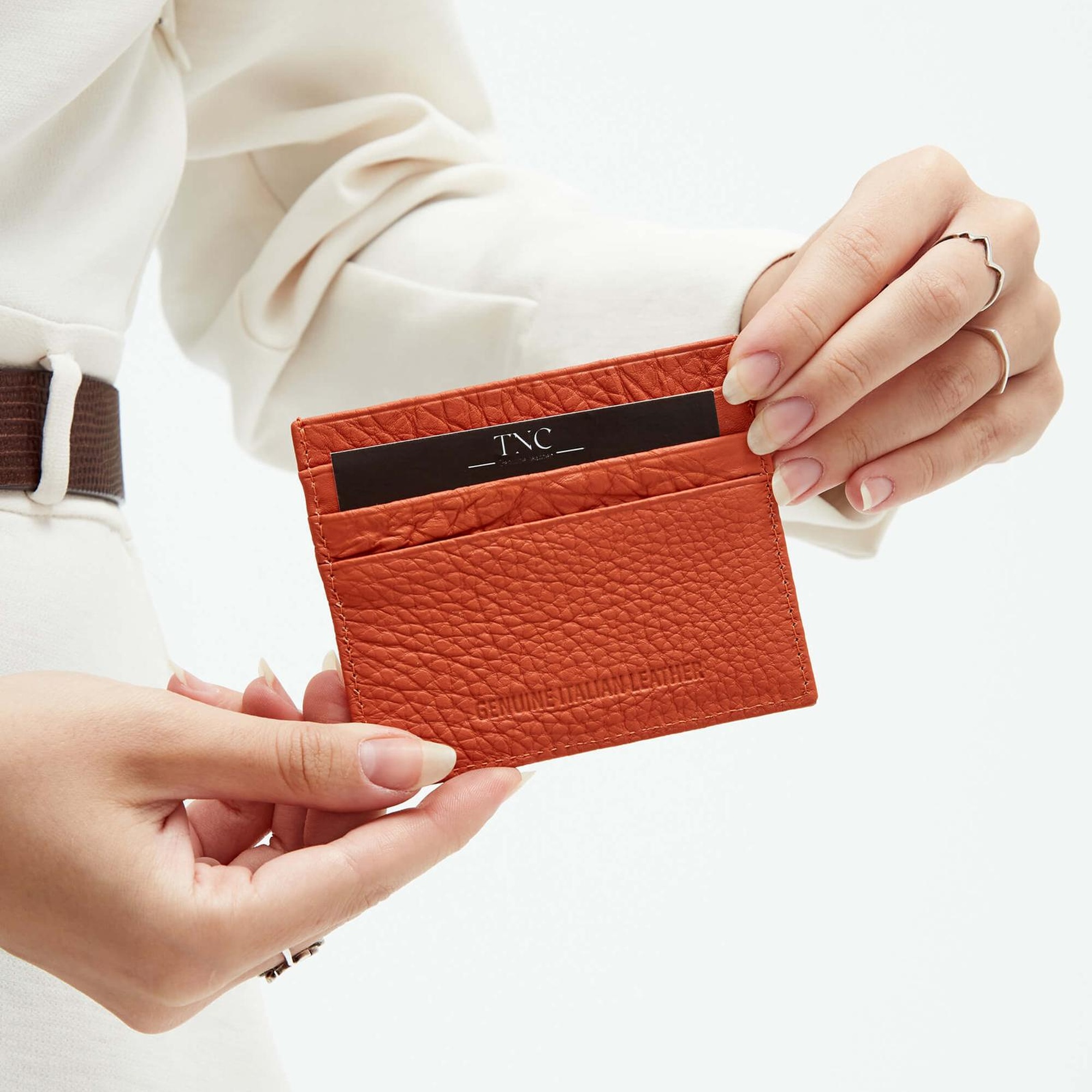 Tamer Tanca Unisex Hakiki Deri Kiremit Kartlık