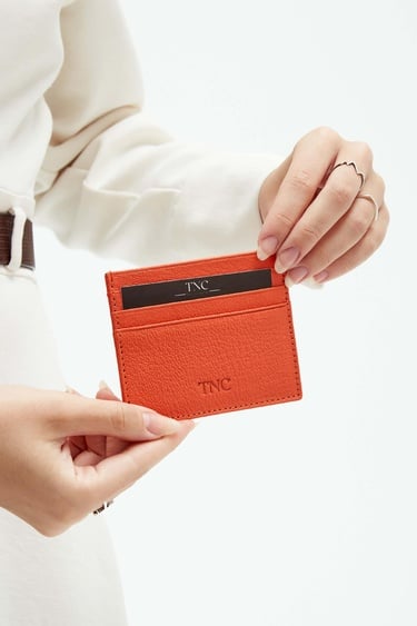  Tamer Tanca Unisex Hakiki Deri Turuncu Kartlık