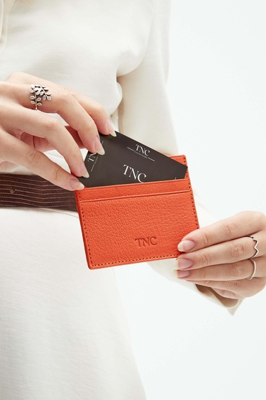  Tamer Tanca Unisex Hakiki Deri Turuncu Kartlık