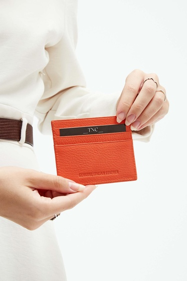  Tamer Tanca Unisex Hakiki Deri Turuncu Kartlık