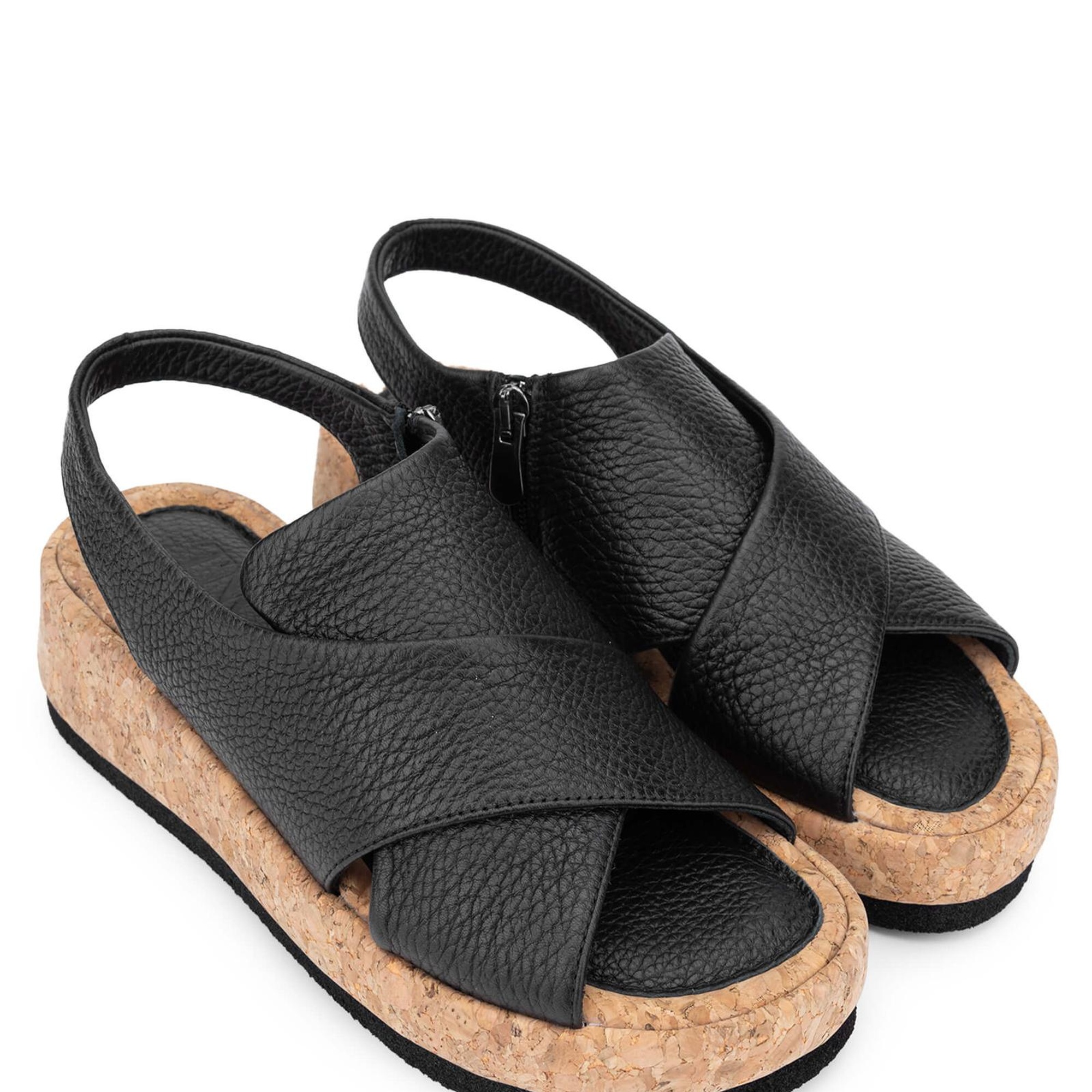 Tamer Tanca Kadın Hakiki Deri Siyah Sandalet Düz